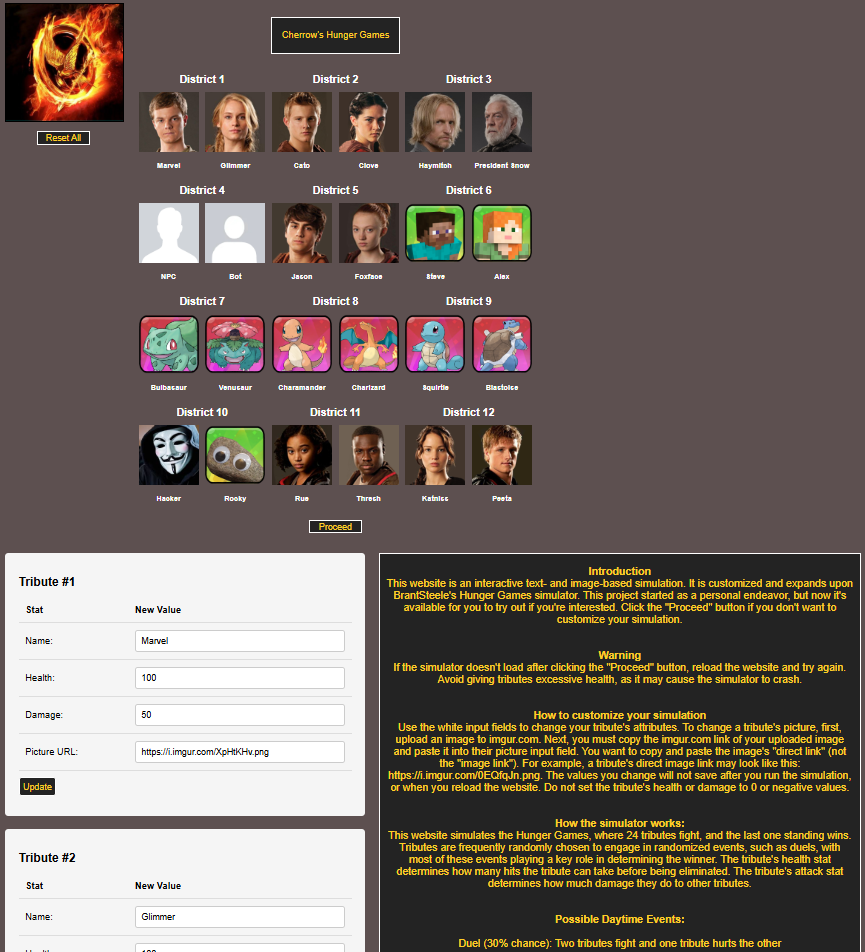 Hunger Games Simulator Screenshot 1
